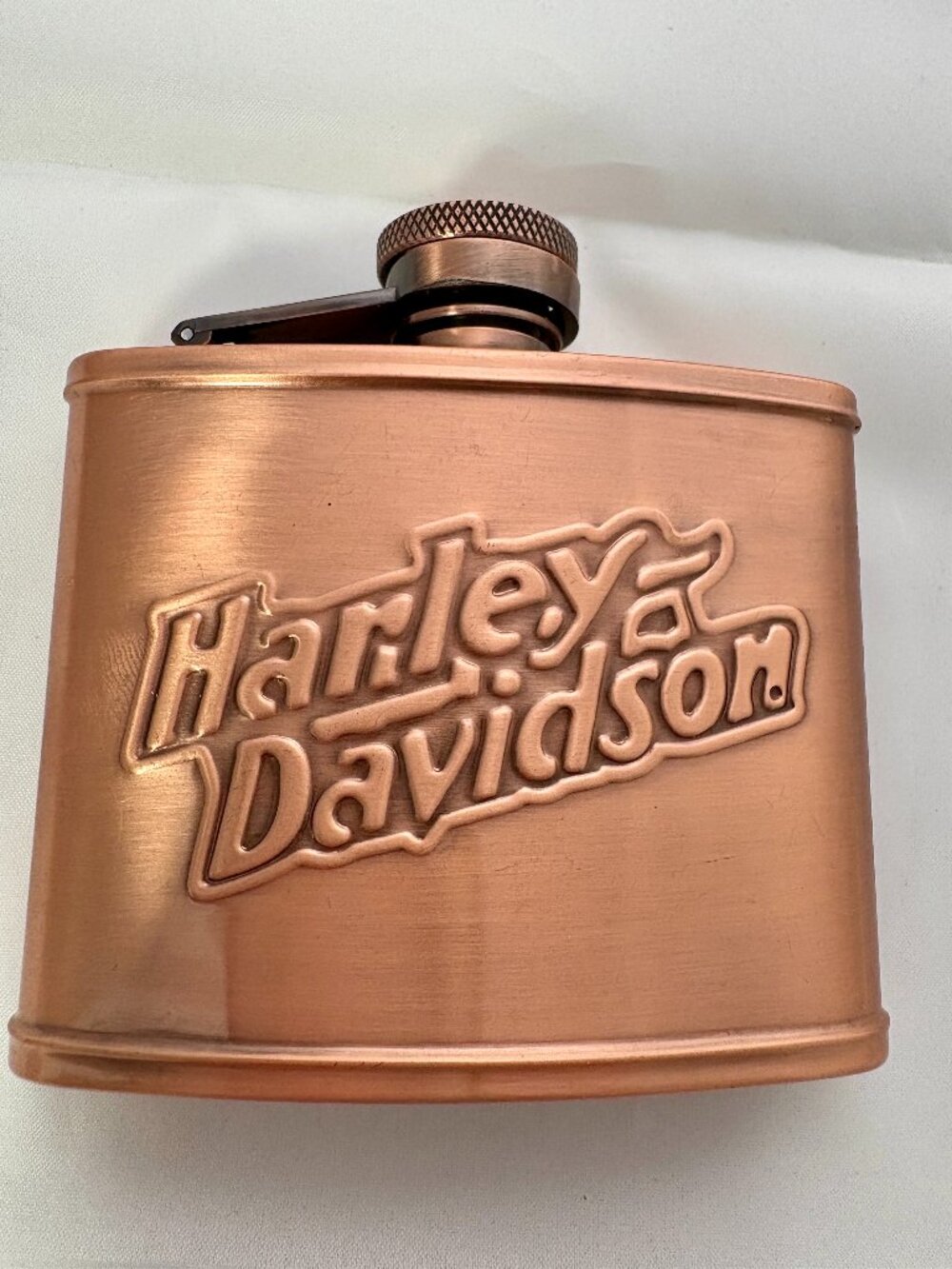 Harley-Davidson Copper Plated Hip Flask Embossed Logo Motorcycle Biker